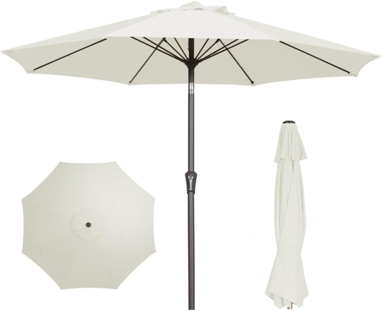 PatioKingdom 10FT Patio Umbrella with Push Button Tilt and Crank, Outdoor Market Umbrella with 8 Fiberglass Ribs, UV Protection Table Umbrella for Pool,Backyard,Garden,Deck(Navy, 10FT)