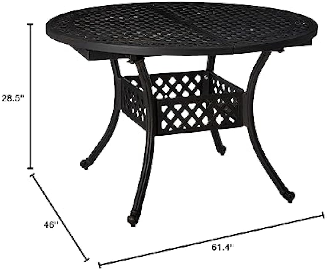 Christopher Knight Home Stock Island Outdoor Expandable Aluminum Dining Table, Black Sand Finish