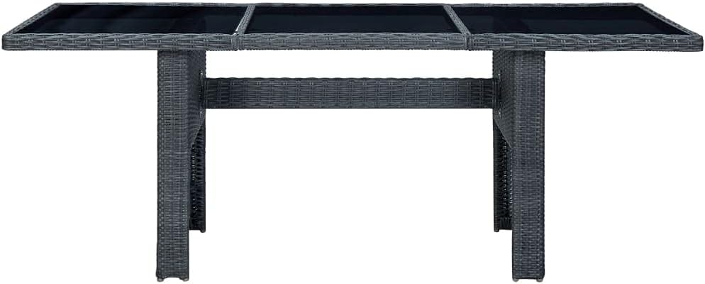 Short Side Table,Long Table,Outdoor End Table,with Tempered Glass Top w/Rattan Edge and Metal Frame for Outdoor and Indoor