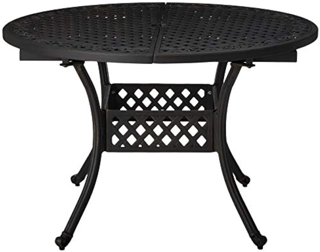 Christopher Knight Home Stock Island Outdoor Expandable Aluminum Dining Table, Black Sand Finish