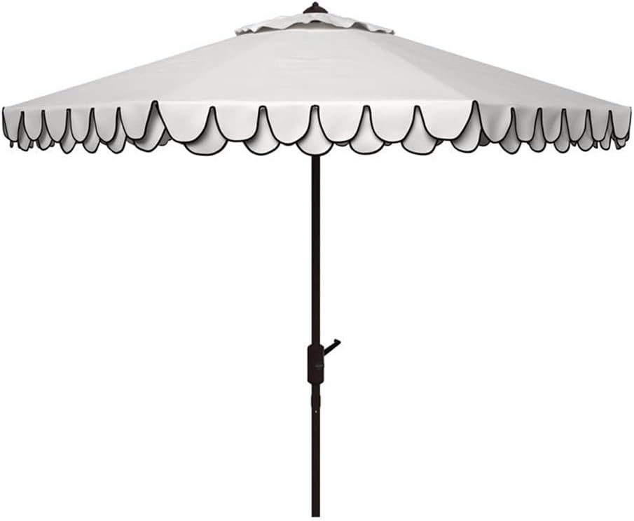 SAFAVIEH PAT8006A Outdoor Collection Elegant Valance Auto Tilt Umbrella, 9', Navy/White