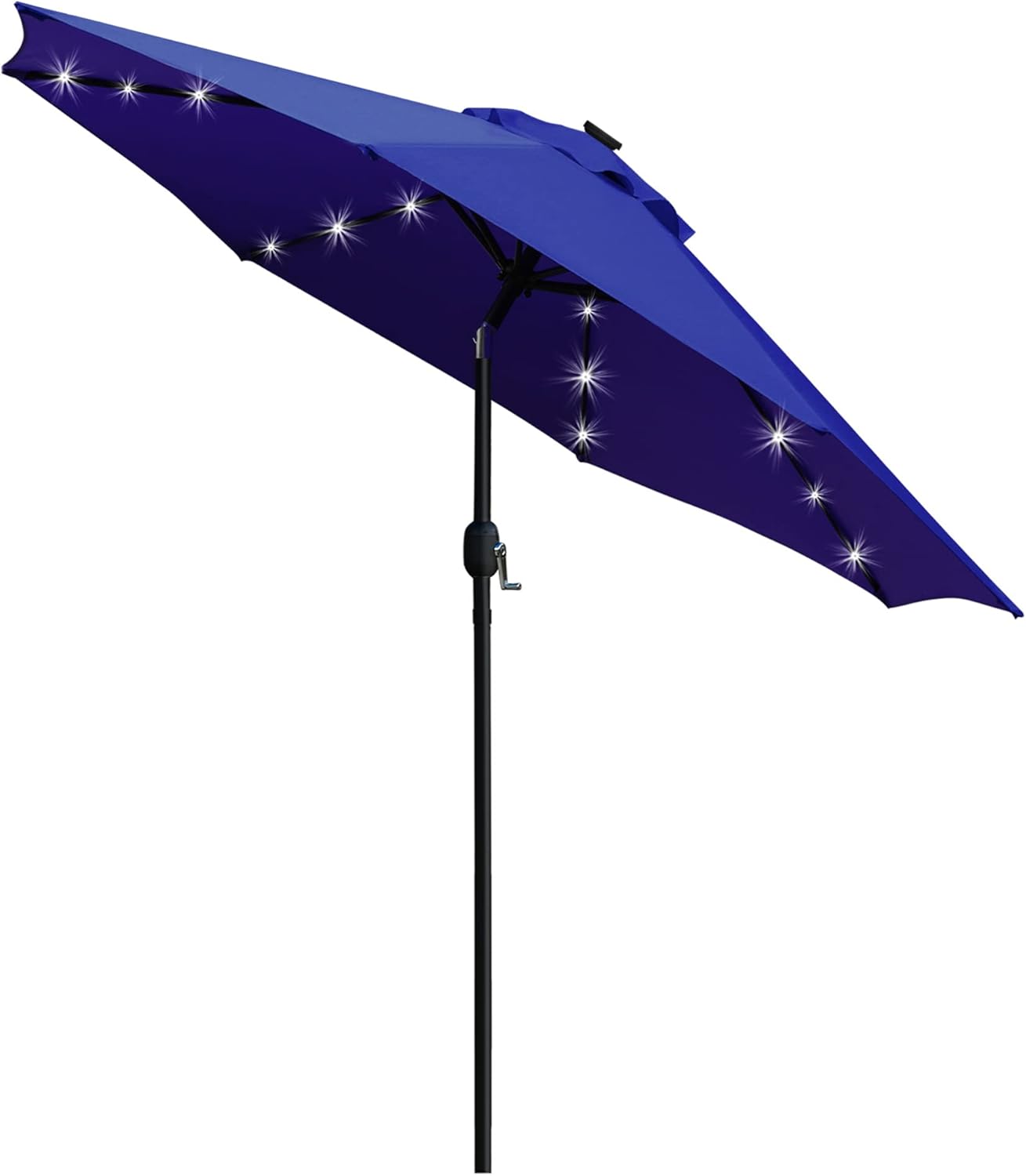 Sunnyglade 9' Solar LED Lighted Patio Umbrella with 8 Ribs/Tilt Adjustment and Crank Lift System (Light Tan)