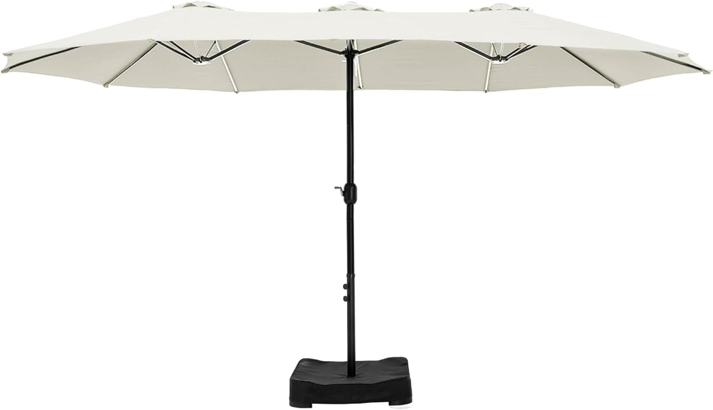 HERA'S PALACE Umbrella Patio Outdoor with Base 15ft Rectangle Table Double Market Umbrellas Clearance Large Heavy Duty Included Stand for Deck Outside Pool Picnic Inground Yard Commercial, Navy Blue