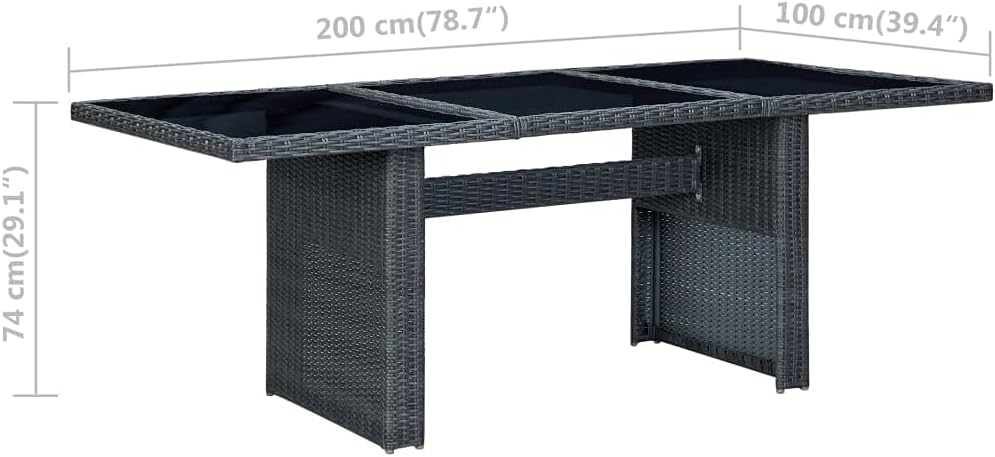 Short Side Table,Long Table,Outdoor End Table,with Tempered Glass Top w/Rattan Edge and Metal Frame for Outdoor and Indoor