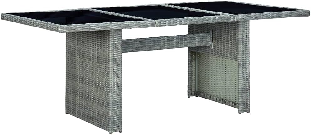 Short Side Table,Long Table,Outdoor End Table,with Tempered Glass Top w/Rattan Edge and Metal Frame for Outdoor and Indoor