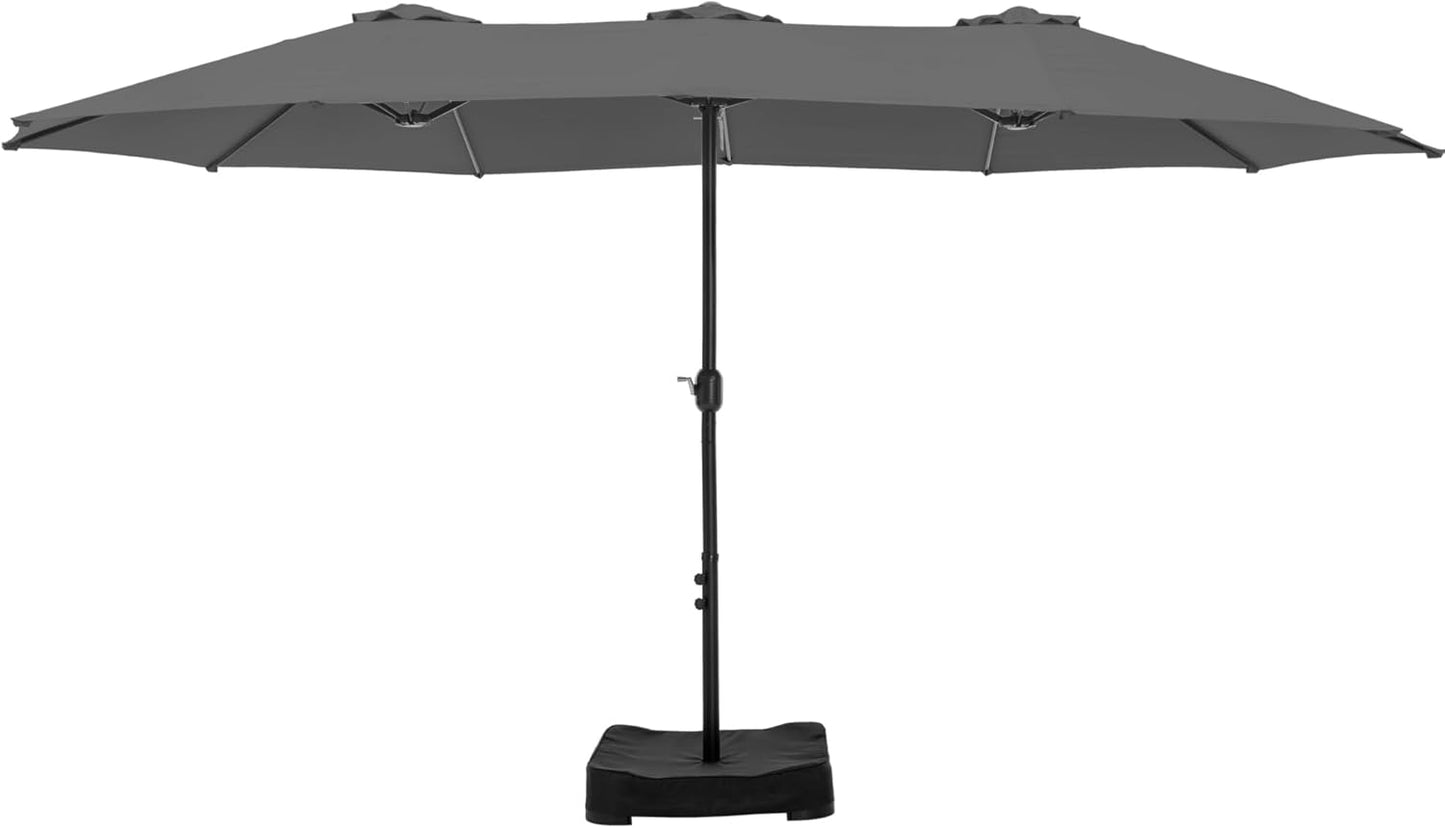 HERA'S PALACE Umbrella Patio Outdoor with Base 15ft Rectangle Table Double Market Umbrellas Clearance Large Heavy Duty Included Stand for Deck Outside Pool Picnic Inground Yard Commercial, Navy Blue