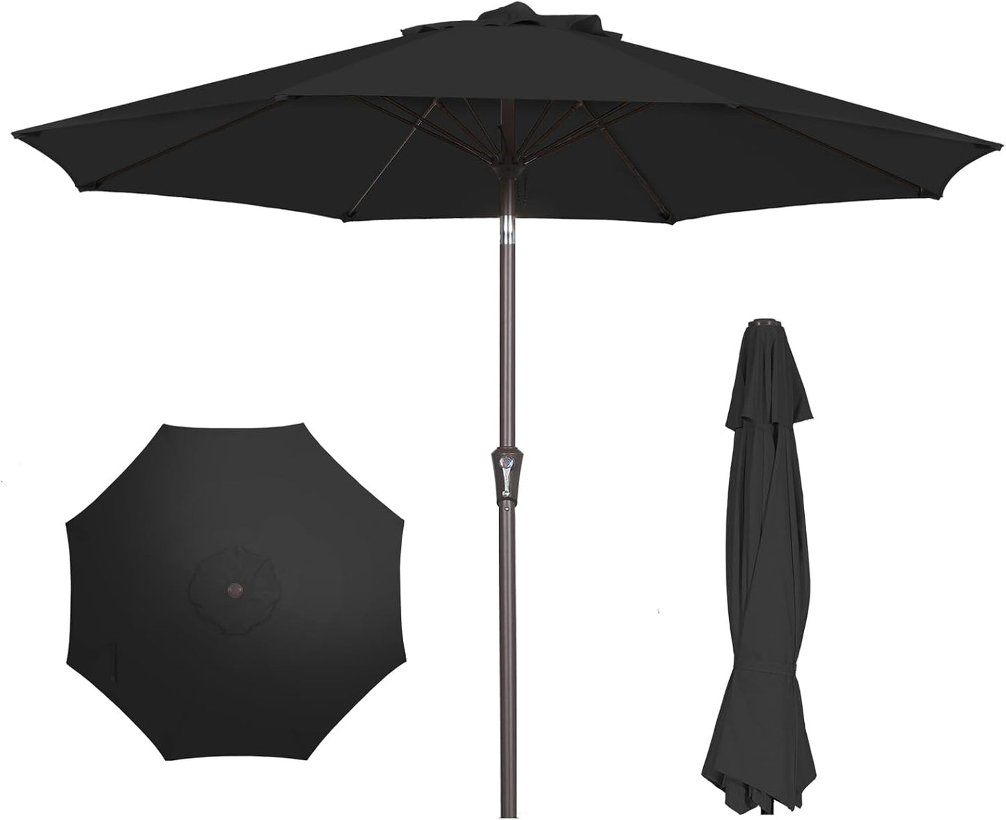 PatioKingdom 10FT Patio Umbrella with Push Button Tilt and Crank, Outdoor Market Umbrella with 8 Fiberglass Ribs, UV Protection Table Umbrella for Pool,Backyard,Garden,Deck(Navy, 10FT)