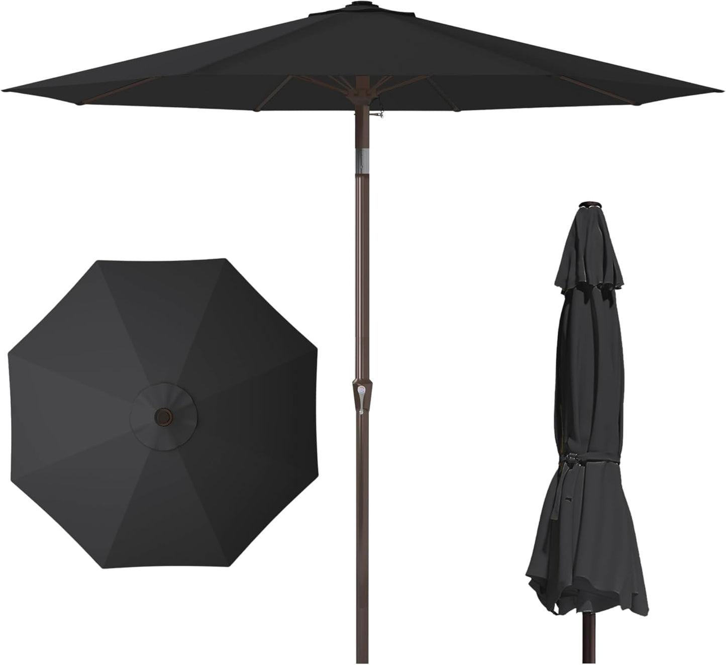 PatioKingdom 10FT Patio Umbrella with Push Button Tilt and Crank, Outdoor Market Umbrella with 8 Fiberglass Ribs, UV Protection Table Umbrella for Pool,Backyard,Garden,Deck(Navy, 10FT)