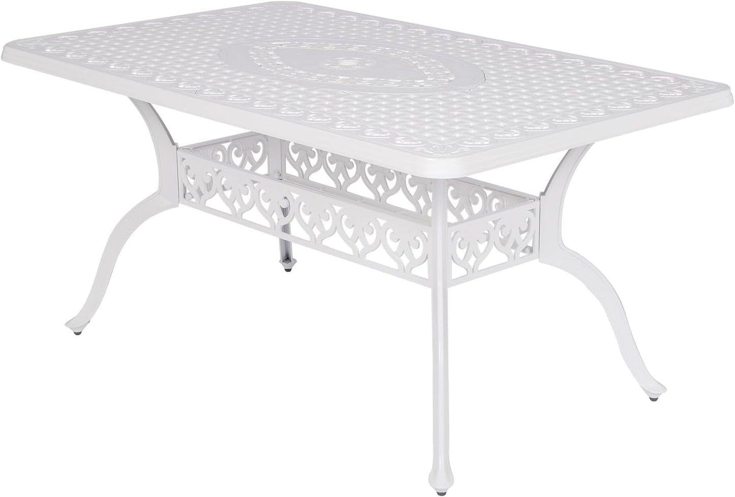 VIVIJASON Large Patio Dining Table, Outdoor Oval Dining Table Fits for 6-8 Person, Bronze Cast Aluminum Rustic Patio Table with Umbrella Hole for Balcony, Porch and Deck