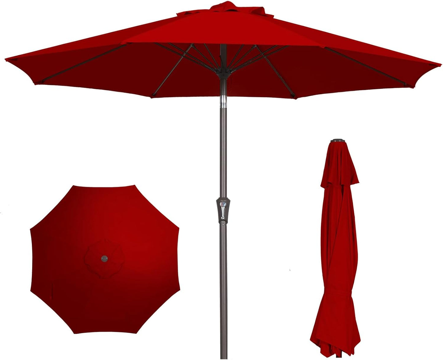 PatioKingdom 10FT Patio Umbrella with Push Button Tilt and Crank, Outdoor Market Umbrella with 8 Fiberglass Ribs, UV Protection Table Umbrella for Pool,Backyard,Garden,Deck(Navy, 10FT)