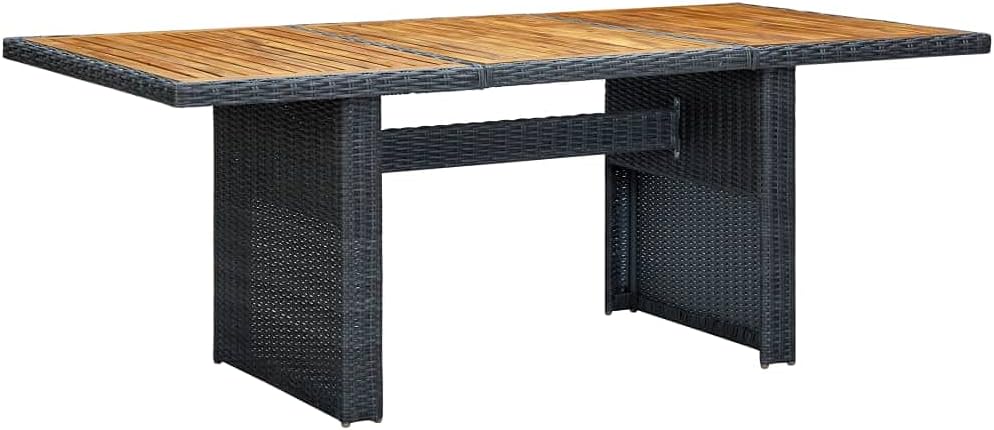 Short Side Table,Long Table,Outdoor End Table,with Tempered Glass Top w/Rattan Edge and Metal Frame for Outdoor and Indoor