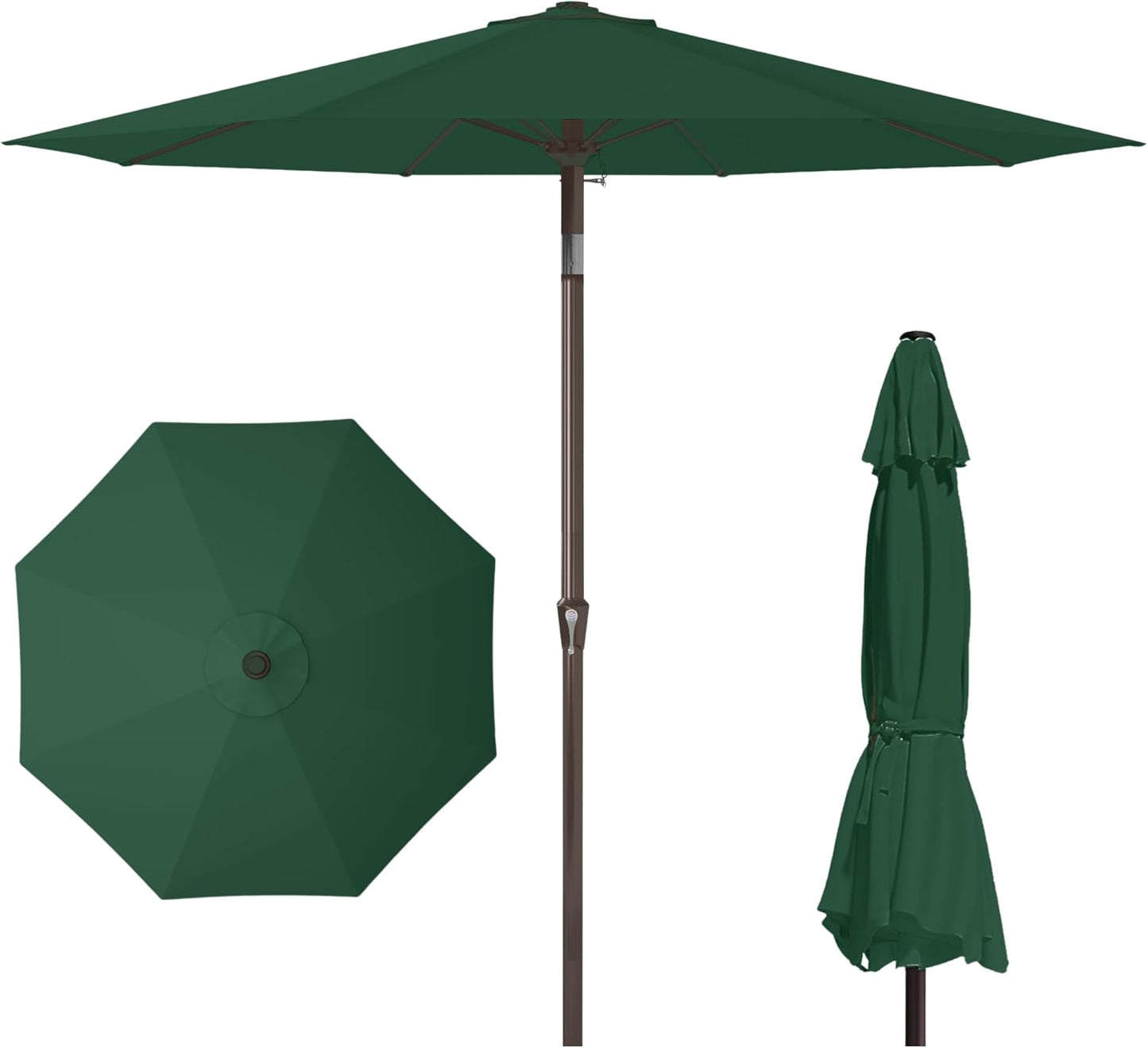 PatioKingdom 10FT Patio Umbrella with Push Button Tilt and Crank, Outdoor Market Umbrella with 8 Fiberglass Ribs, UV Protection Table Umbrella for Pool,Backyard,Garden,Deck(Navy, 10FT)