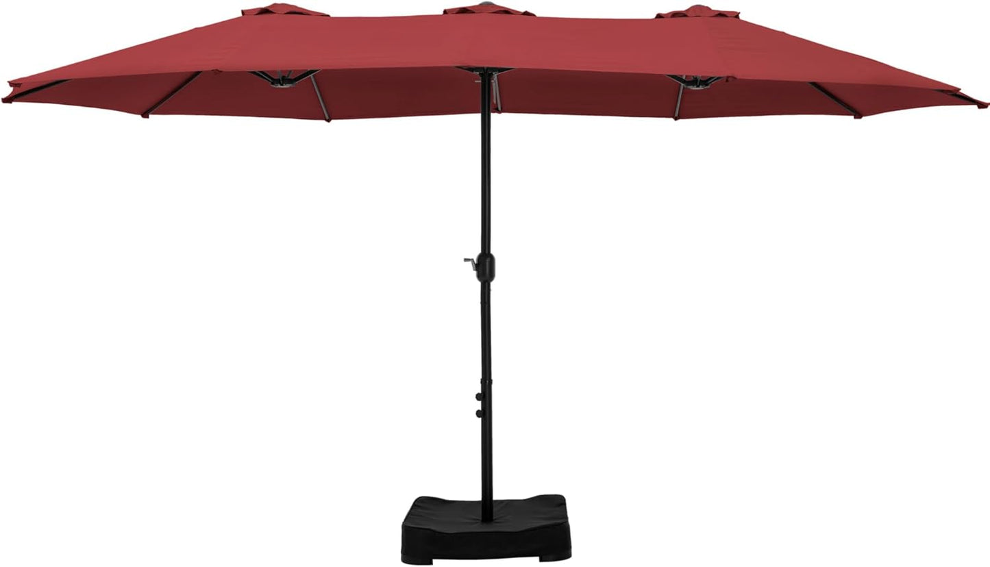 HERA'S PALACE Umbrella Patio Outdoor with Base 15ft Rectangle Table Double Market Umbrellas Clearance Large Heavy Duty Included Stand for Deck Outside Pool Picnic Inground Yard Commercial, Navy Blue