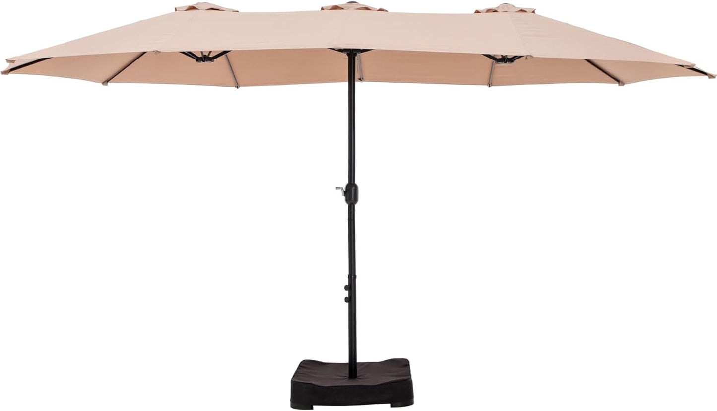 HERA'S PALACE Umbrella Patio Outdoor with Base 15ft Rectangle Table Double Market Umbrellas Clearance Large Heavy Duty Included Stand for Deck Outside Pool Picnic Inground Yard Commercial, Navy Blue