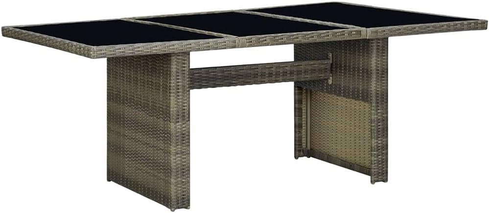 Short Side Table,Long Table,Outdoor End Table,with Tempered Glass Top w/Rattan Edge and Metal Frame for Outdoor and Indoor