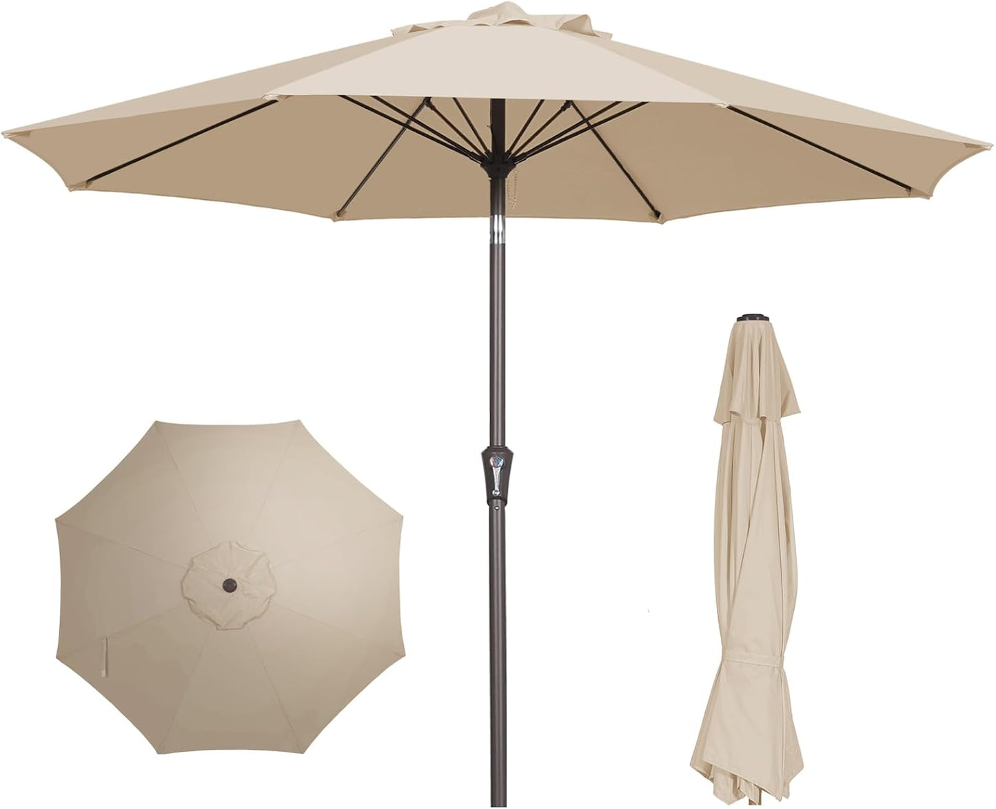 PatioKingdom 10FT Patio Umbrella with Push Button Tilt and Crank, Outdoor Market Umbrella with 8 Fiberglass Ribs, UV Protection Table Umbrella for Pool,Backyard,Garden,Deck(Navy, 10FT)