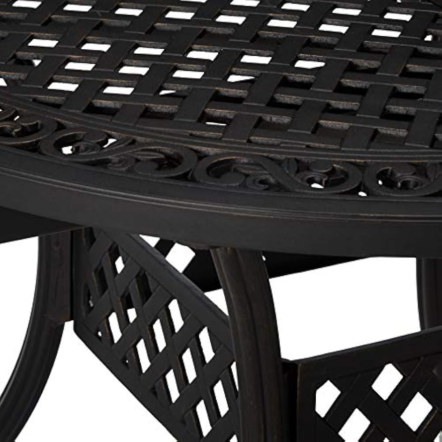 Christopher Knight Home Stock Island Outdoor Expandable Aluminum Dining Table, Black Sand Finish