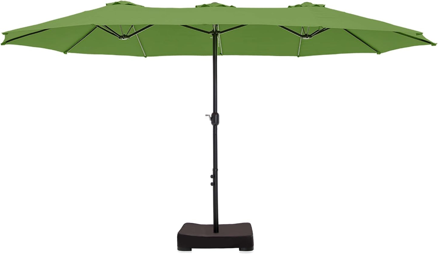 HERA'S PALACE Umbrella Patio Outdoor with Base 15ft Rectangle Table Double Market Umbrellas Clearance Large Heavy Duty Included Stand for Deck Outside Pool Picnic Inground Yard Commercial, Navy Blue