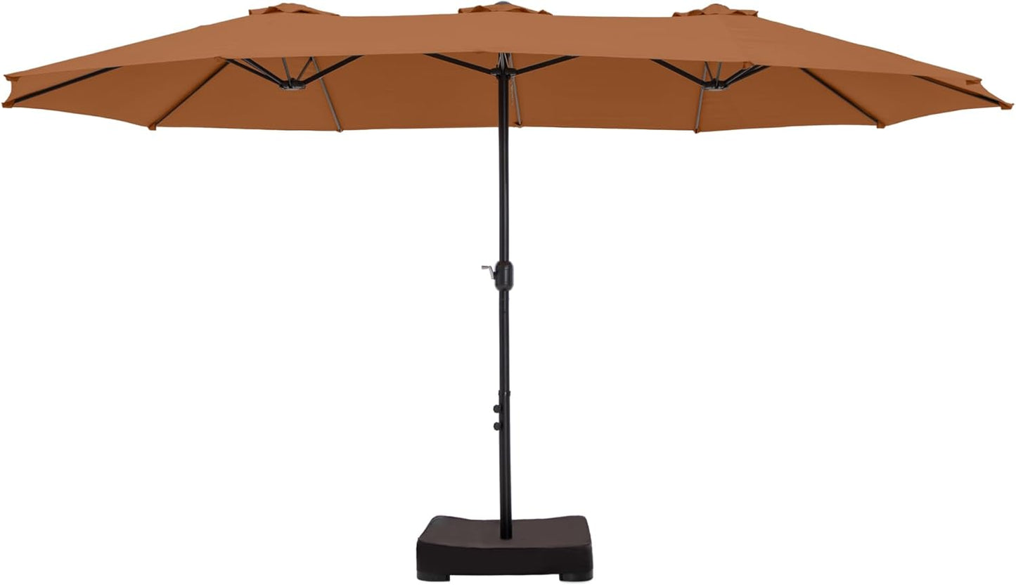 HERA'S PALACE Umbrella Patio Outdoor with Base 15ft Rectangle Table Double Market Umbrellas Clearance Large Heavy Duty Included Stand for Deck Outside Pool Picnic Inground Yard Commercial, Navy Blue