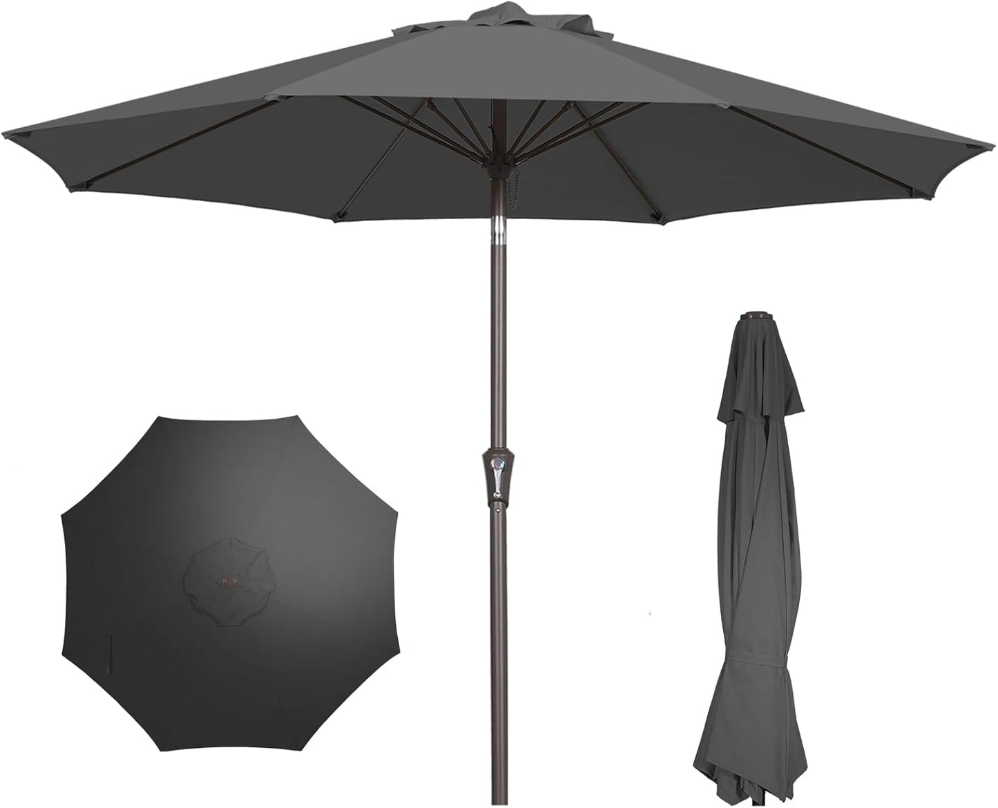 PatioKingdom 10FT Patio Umbrella with Push Button Tilt and Crank, Outdoor Market Umbrella with 8 Fiberglass Ribs, UV Protection Table Umbrella for Pool,Backyard,Garden,Deck(Navy, 10FT)