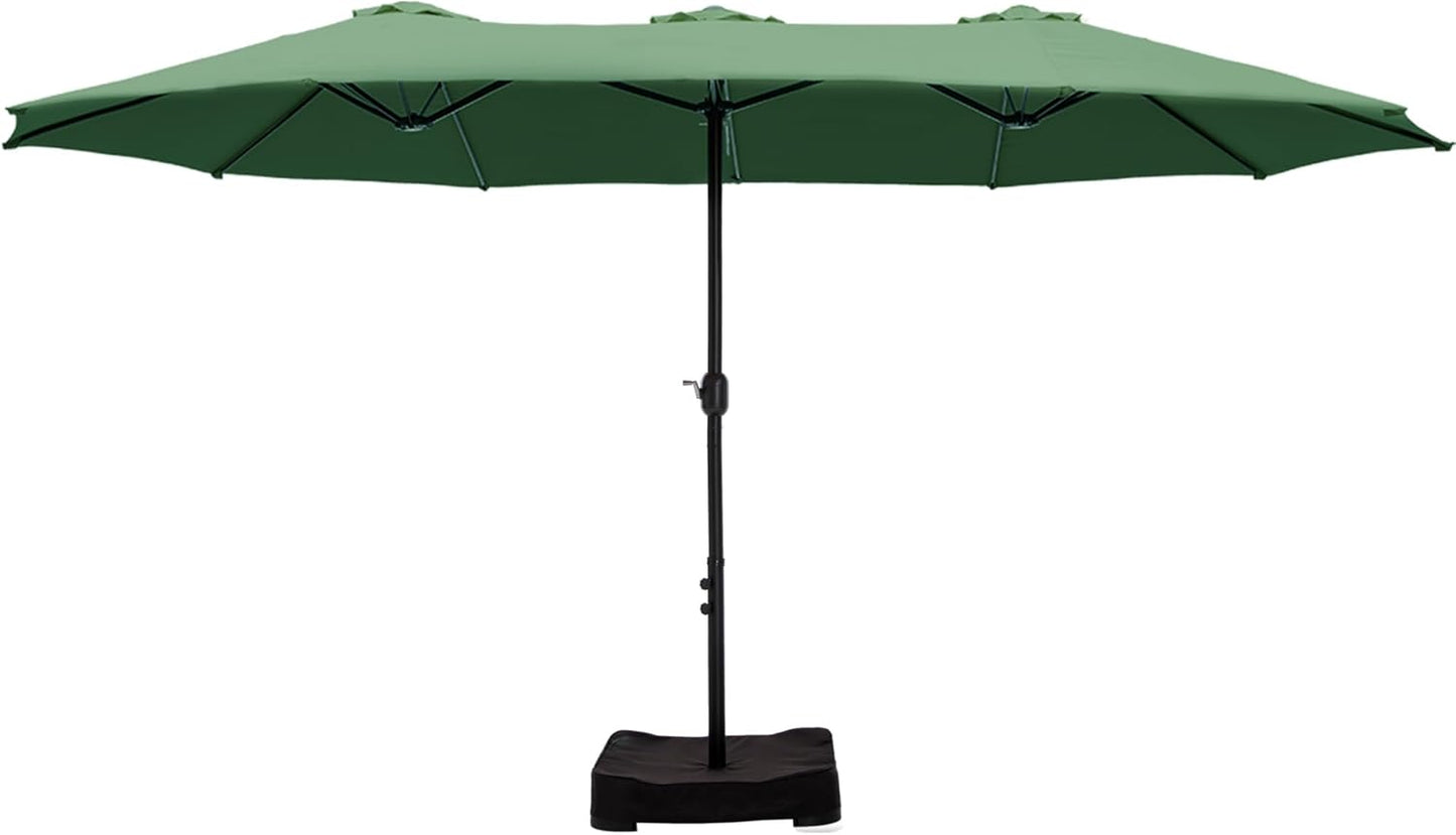 HERA'S PALACE Umbrella Patio Outdoor with Base 15ft Rectangle Table Double Market Umbrellas Clearance Large Heavy Duty Included Stand for Deck Outside Pool Picnic Inground Yard Commercial, Navy Blue