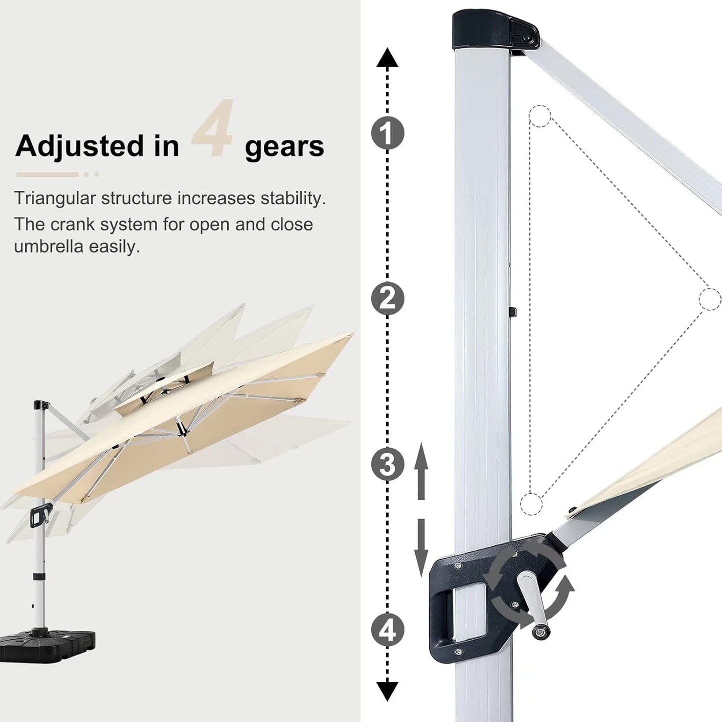 ABCCANOPY Patio Umbrella Cantilever Double Top Outdoor Offset Umbrella with 360° Rotation