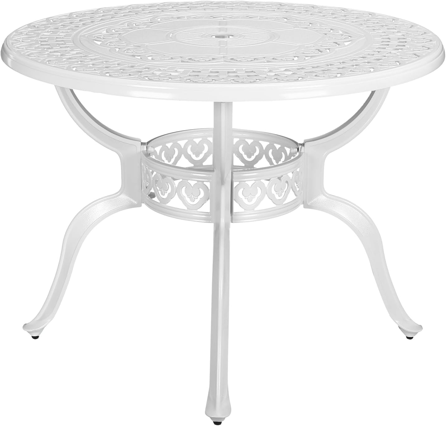 VIVIJASON Large Patio Dining Table, Outdoor Oval Dining Table Fits for 6-8 Person, Bronze Cast Aluminum Rustic Patio Table with Umbrella Hole for Balcony, Porch and Deck