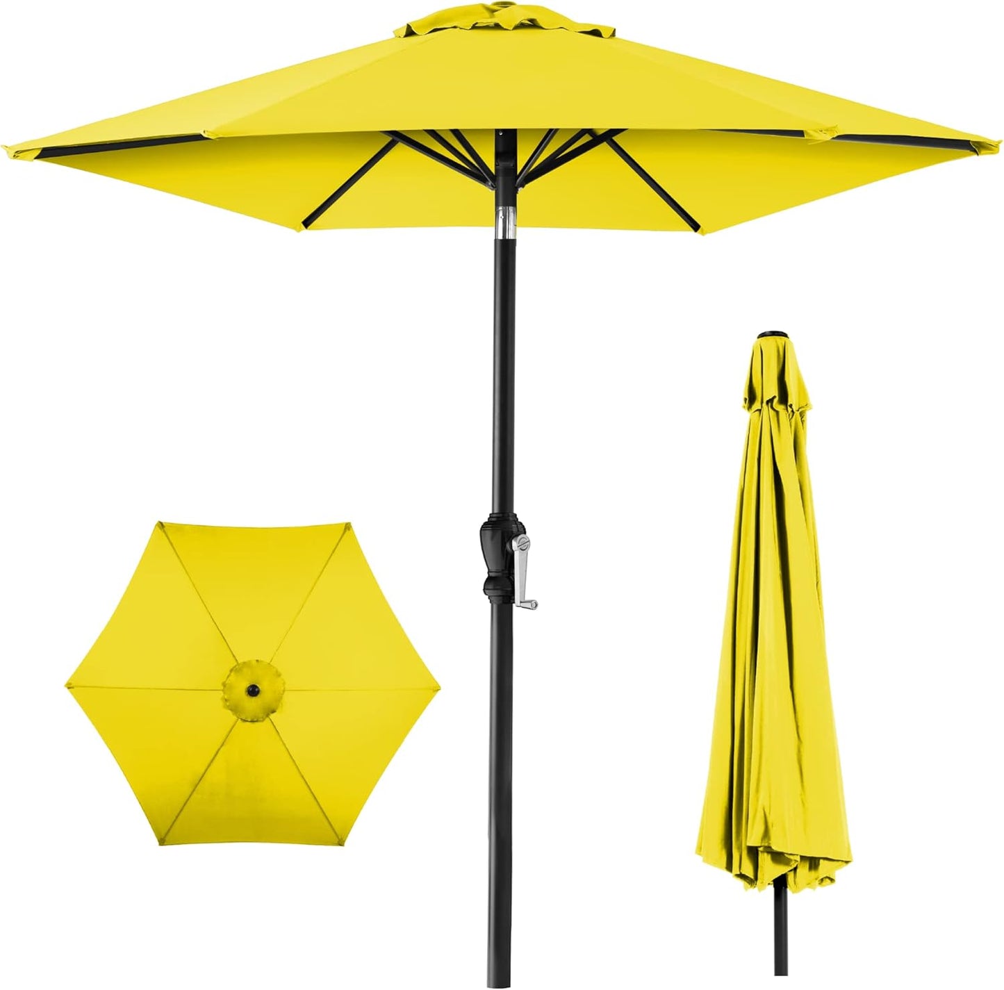 Best Choice Products 10ft Outdoor Steel Polyester Market Patio Umbrella w/Crank, Easy Push Button, Tilt, Table Compatible - Navy Blue
