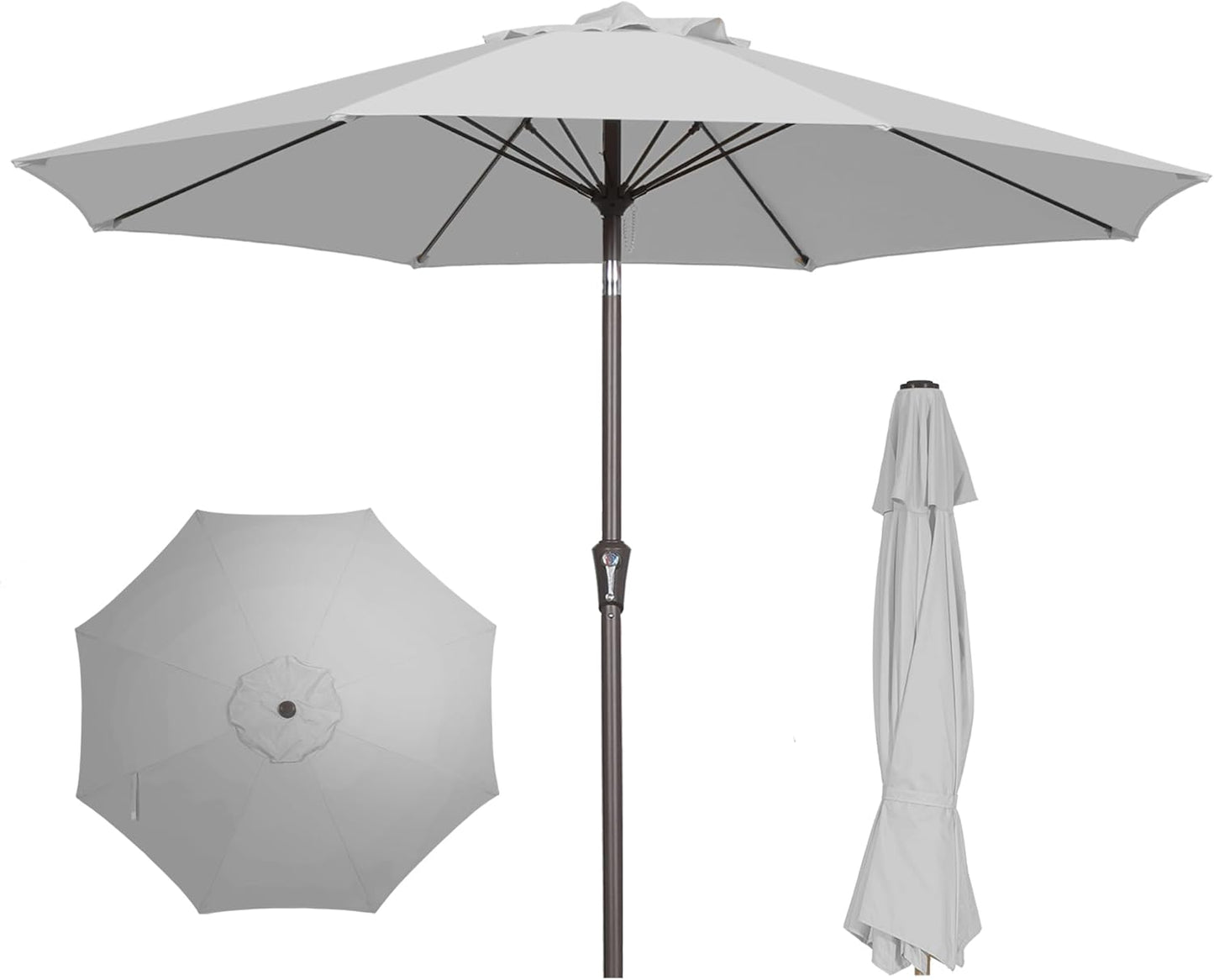PatioKingdom 10FT Patio Umbrella with Push Button Tilt and Crank, Outdoor Market Umbrella with 8 Fiberglass Ribs, UV Protection Table Umbrella for Pool,Backyard,Garden,Deck(Navy, 10FT)