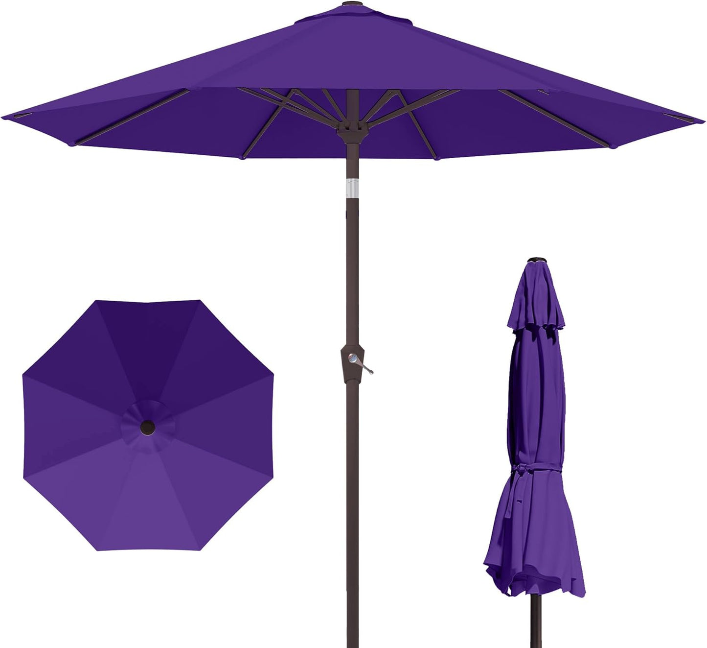 PatioKingdom 10FT Patio Umbrella with Push Button Tilt and Crank, Outdoor Market Umbrella with 8 Fiberglass Ribs, UV Protection Table Umbrella for Pool,Backyard,Garden,Deck(Navy, 10FT)