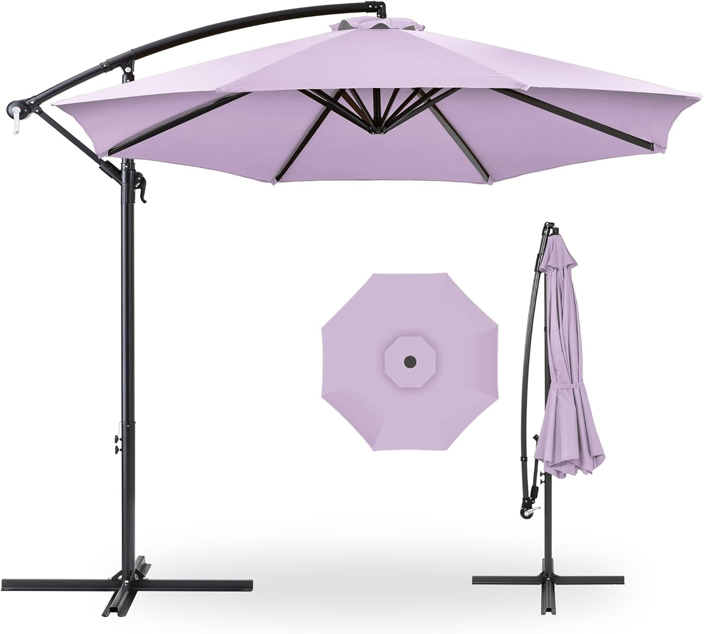 Best Choice Products 10ft Offset Hanging Market Patio Umbrella w/Easy Tilt Adjustment, Polyester Shade, 8 Ribs for Backyard, Poolside, Lawn and Garden