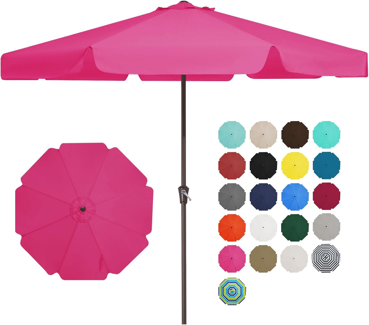 JEAREY 12' Patio Umbrellas Outdoor Table Market Umbrella w/Crank, 8 Sturdy Ribs, UV Protection Waterproof Sunproof(Brown)