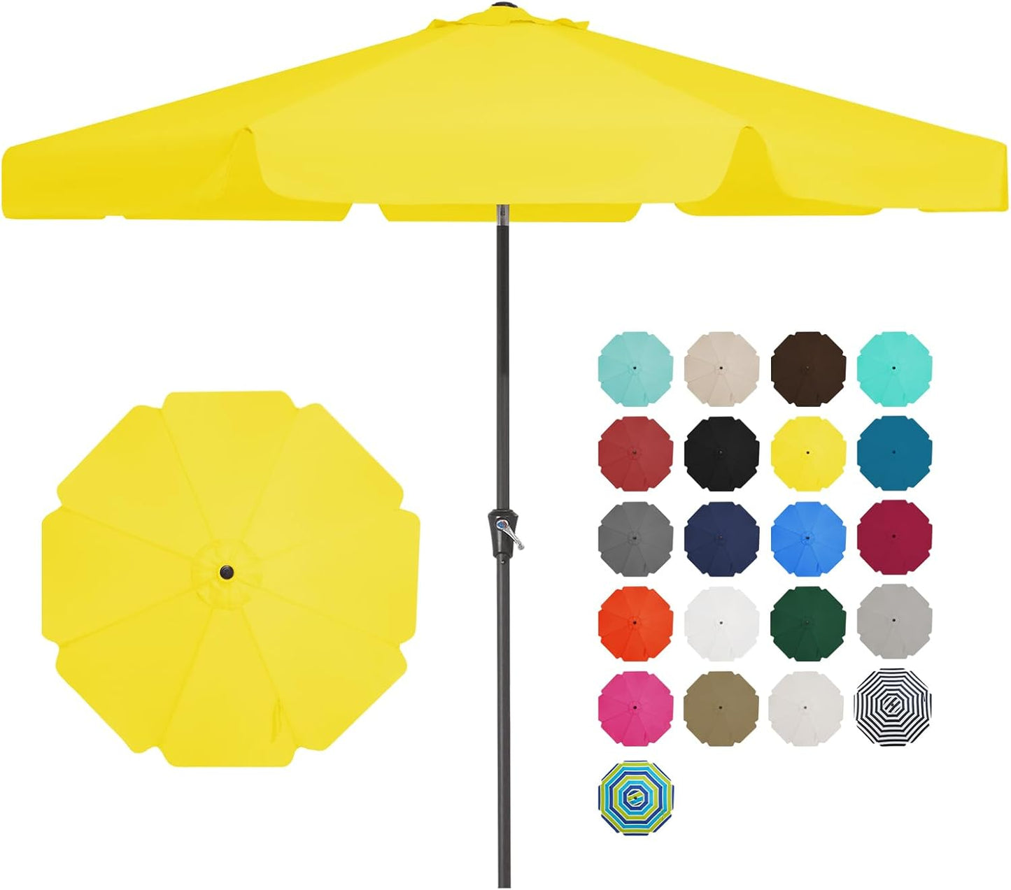 JEAREY 12' Patio Umbrellas Outdoor Table Market Umbrella w/Crank, 8 Sturdy Ribs, UV Protection Waterproof Sunproof(Brown)