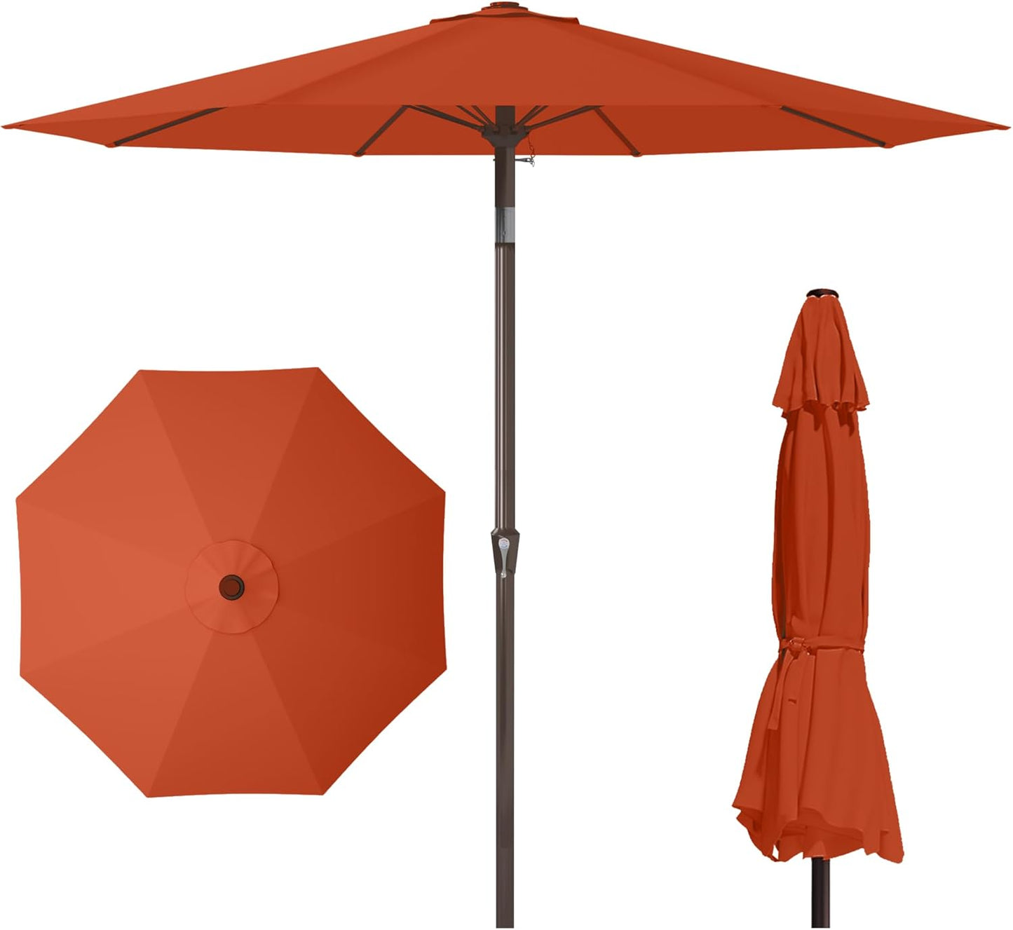 PatioKingdom 10FT Patio Umbrella with Push Button Tilt and Crank, Outdoor Market Umbrella with 8 Fiberglass Ribs, UV Protection Table Umbrella for Pool,Backyard,Garden,Deck(Navy, 10FT)