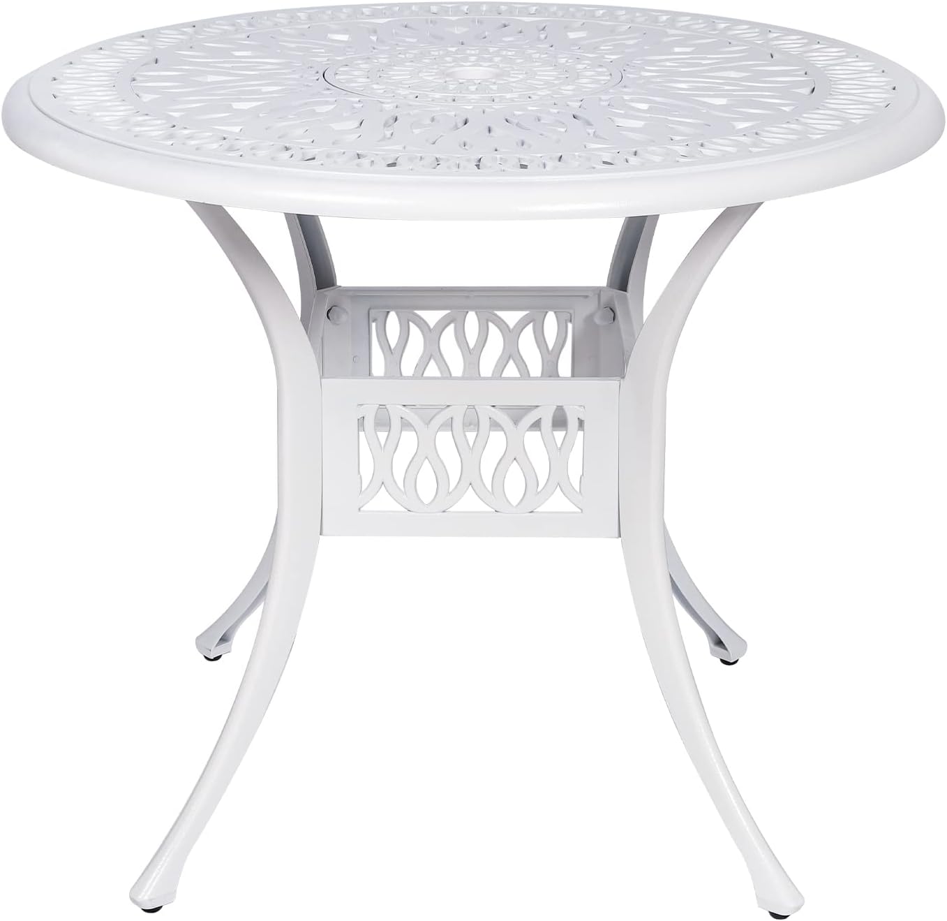VIVIJASON Large Patio Dining Table, Outdoor Oval Dining Table Fits for 6-8 Person, Bronze Cast Aluminum Rustic Patio Table with Umbrella Hole for Balcony, Porch and Deck