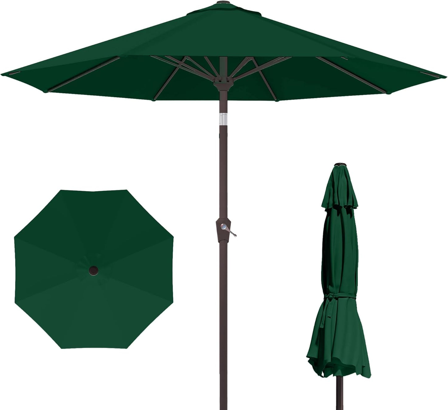 PatioKingdom 10FT Patio Umbrella with Push Button Tilt and Crank, Outdoor Market Umbrella with 8 Fiberglass Ribs, UV Protection Table Umbrella for Pool,Backyard,Garden,Deck(Navy, 10FT)
