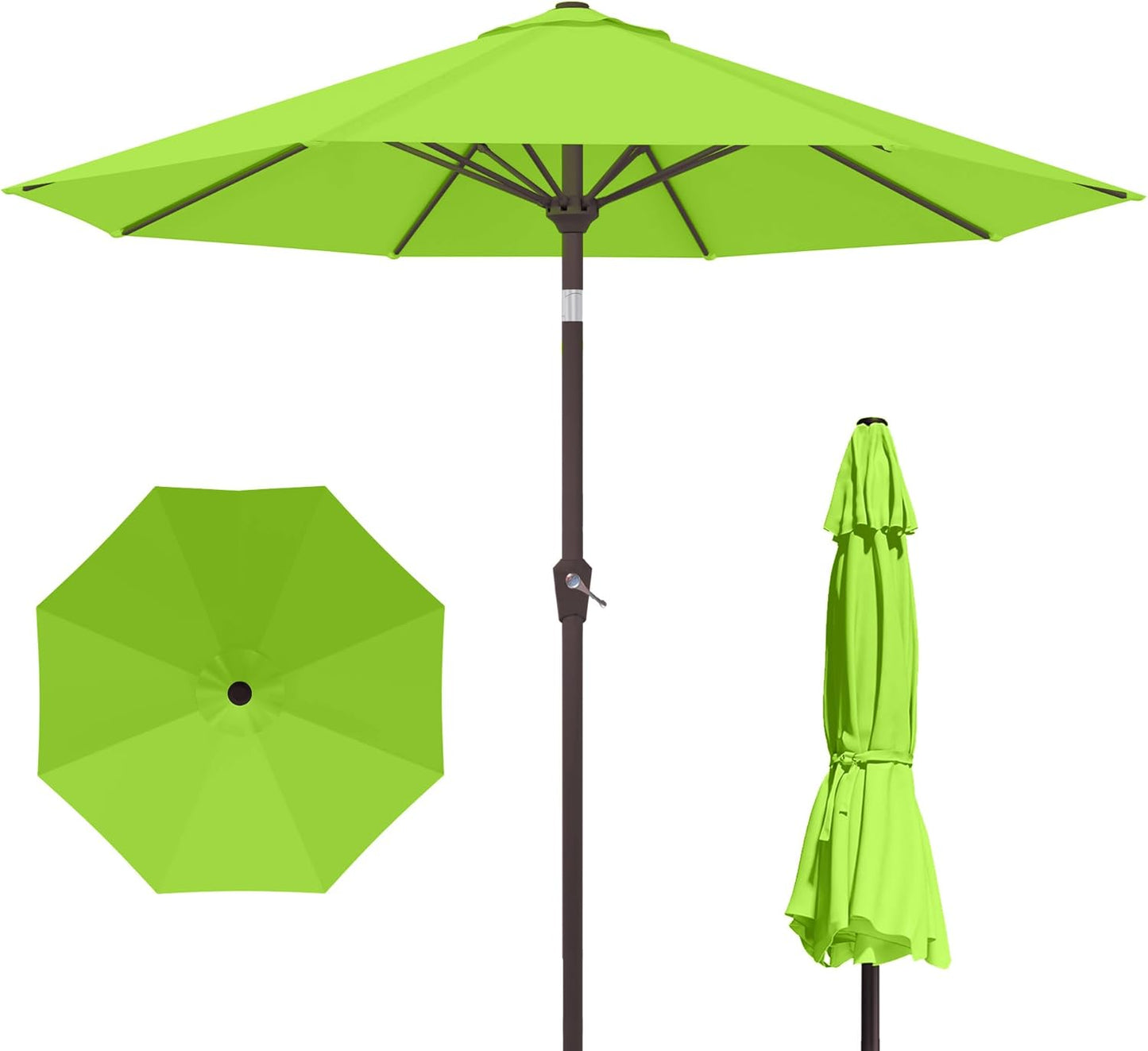 PatioKingdom 10FT Patio Umbrella with Push Button Tilt and Crank, Outdoor Market Umbrella with 8 Fiberglass Ribs, UV Protection Table Umbrella for Pool,Backyard,Garden,Deck(Navy, 10FT)