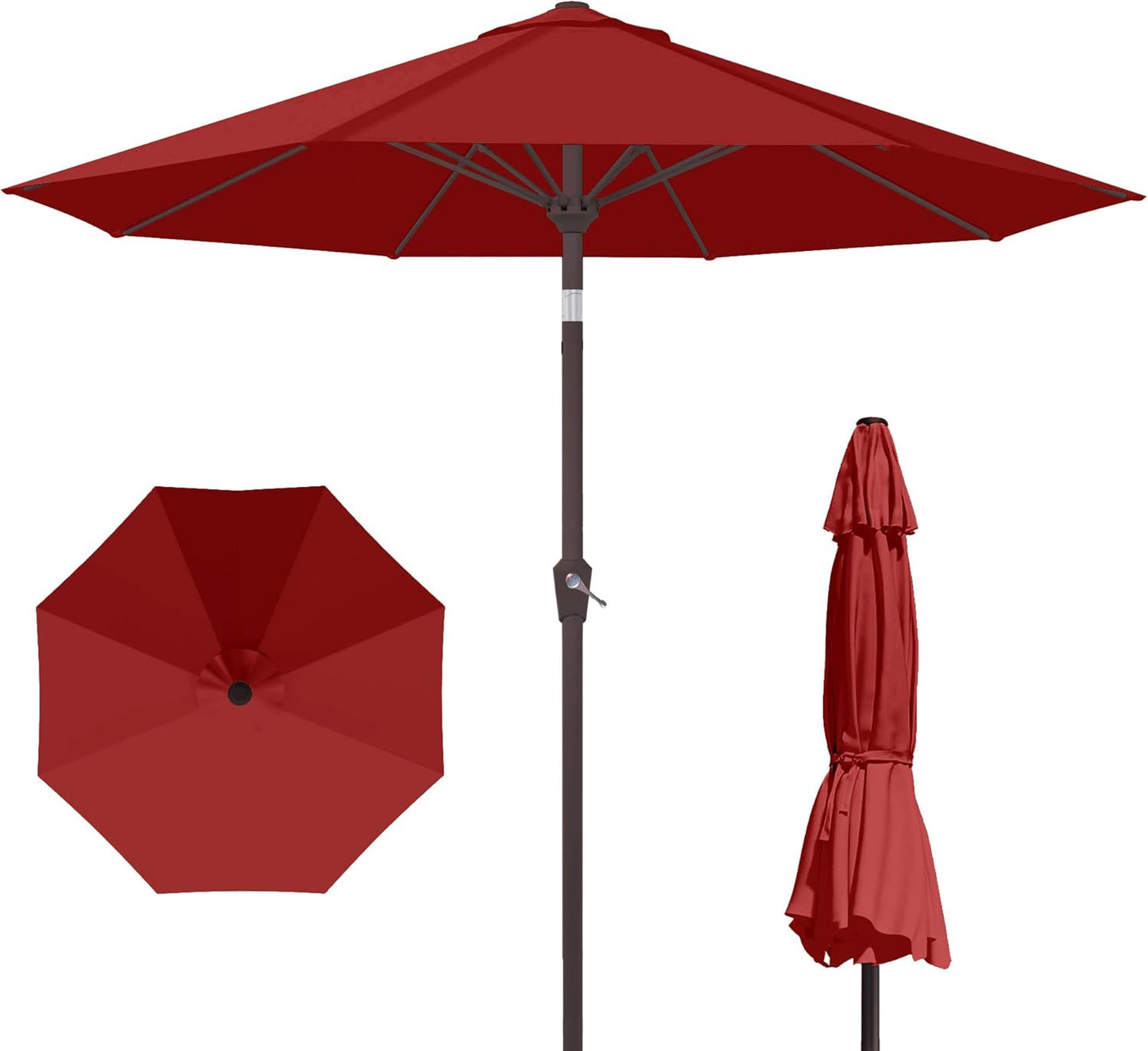 PatioKingdom 10FT Patio Umbrella with Push Button Tilt and Crank, Outdoor Market Umbrella with 8 Fiberglass Ribs, UV Protection Table Umbrella for Pool,Backyard,Garden,Deck(Navy, 10FT)