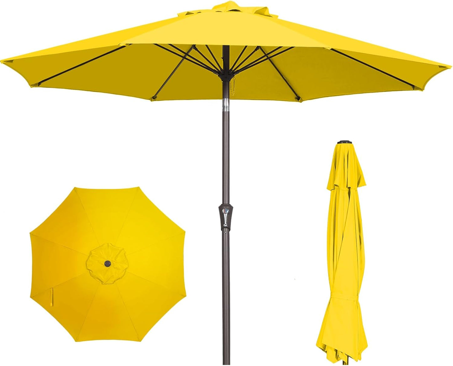 PatioKingdom 10FT Patio Umbrella with Push Button Tilt and Crank, Outdoor Market Umbrella with 8 Fiberglass Ribs, UV Protection Table Umbrella for Pool,Backyard,Garden,Deck(Navy, 10FT)