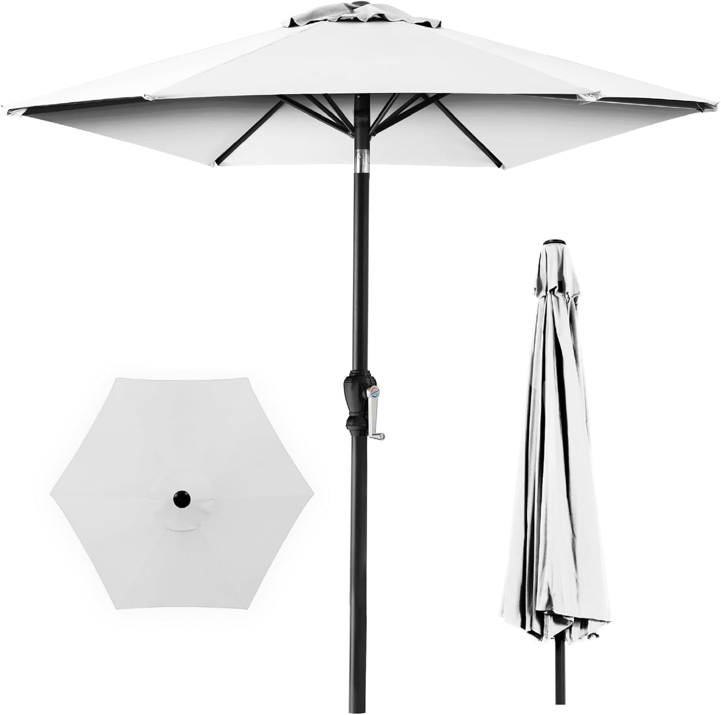Best Choice Products 10ft Outdoor Steel Polyester Market Patio Umbrella w/Crank, Easy Push Button, Tilt, Table Compatible - Navy Blue