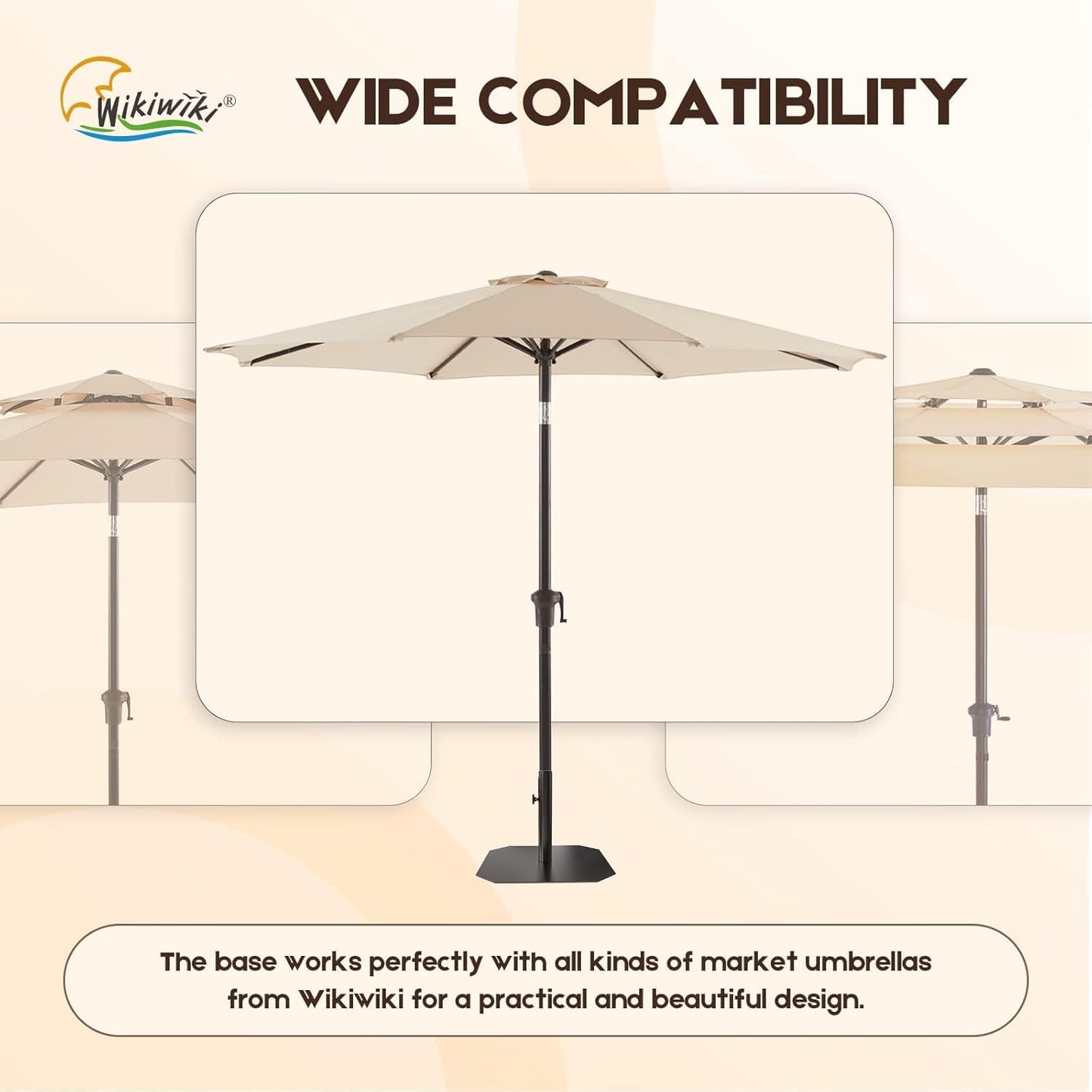wikiwiki Iron Base Market Patio Umbrella All-Iron Weight Base Non-Rust Heavy Duty Outdoor Table Umbrella Weights Stand, 26 Lbs, Dark Brown