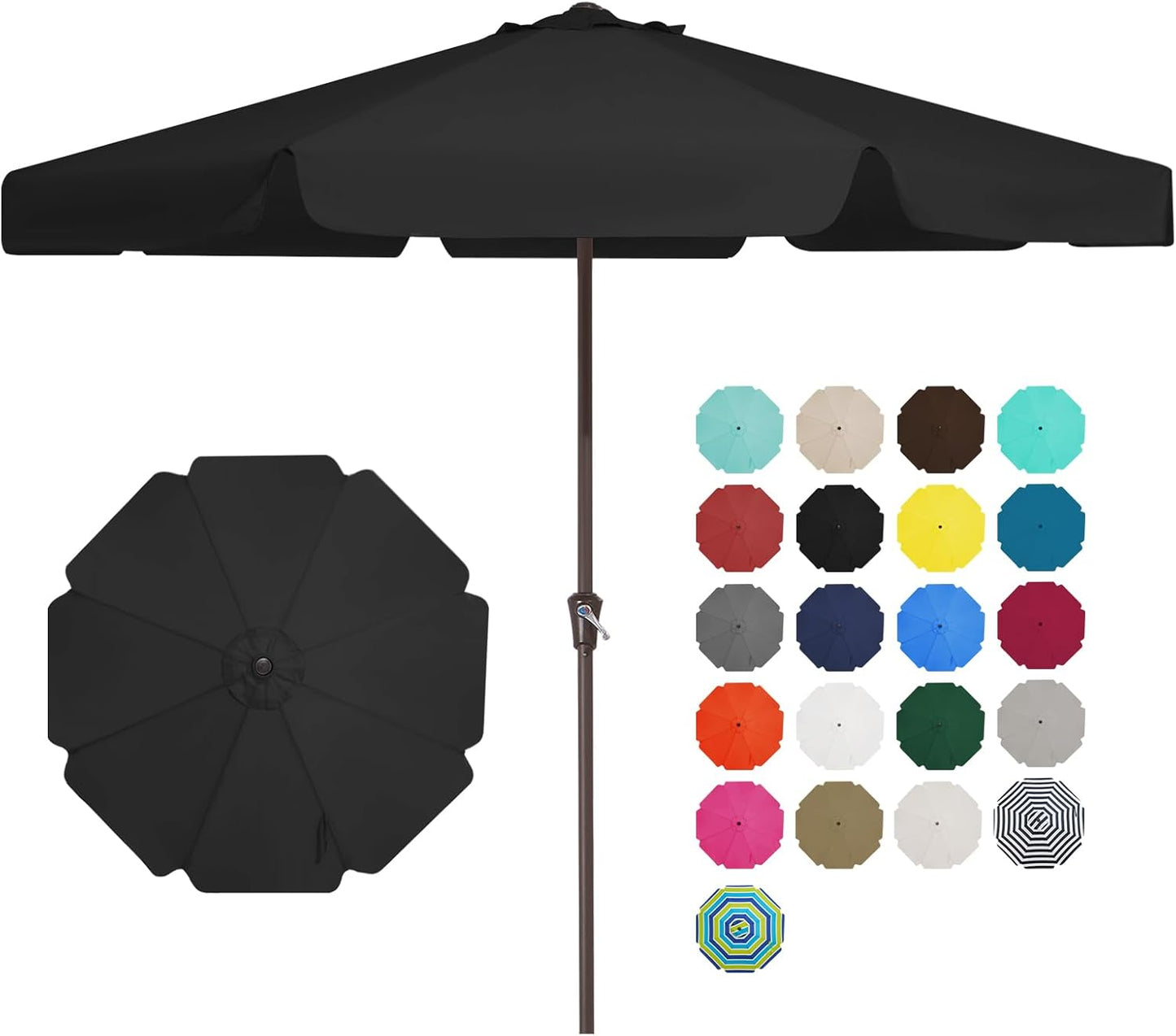 JEAREY 12' Patio Umbrellas Outdoor Table Market Umbrella w/Crank, 8 Sturdy Ribs, UV Protection Waterproof Sunproof(Brown)