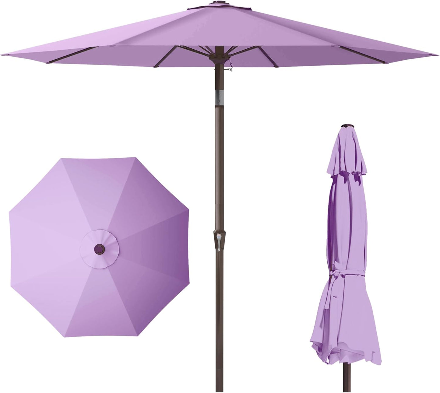 PatioKingdom 10FT Patio Umbrella with Push Button Tilt and Crank, Outdoor Market Umbrella with 8 Fiberglass Ribs, UV Protection Table Umbrella for Pool,Backyard,Garden,Deck(Navy, 10FT)