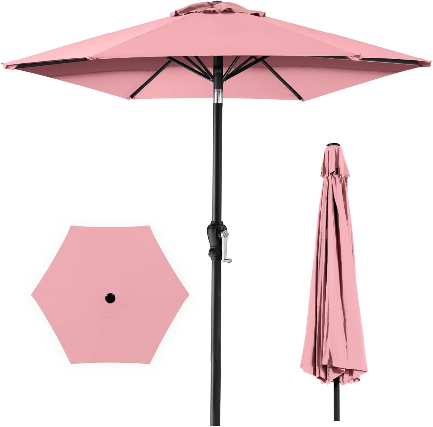Best Choice Products 10ft Outdoor Steel Polyester Market Patio Umbrella w/Crank, Easy Push Button, Tilt, Table Compatible - Navy Blue