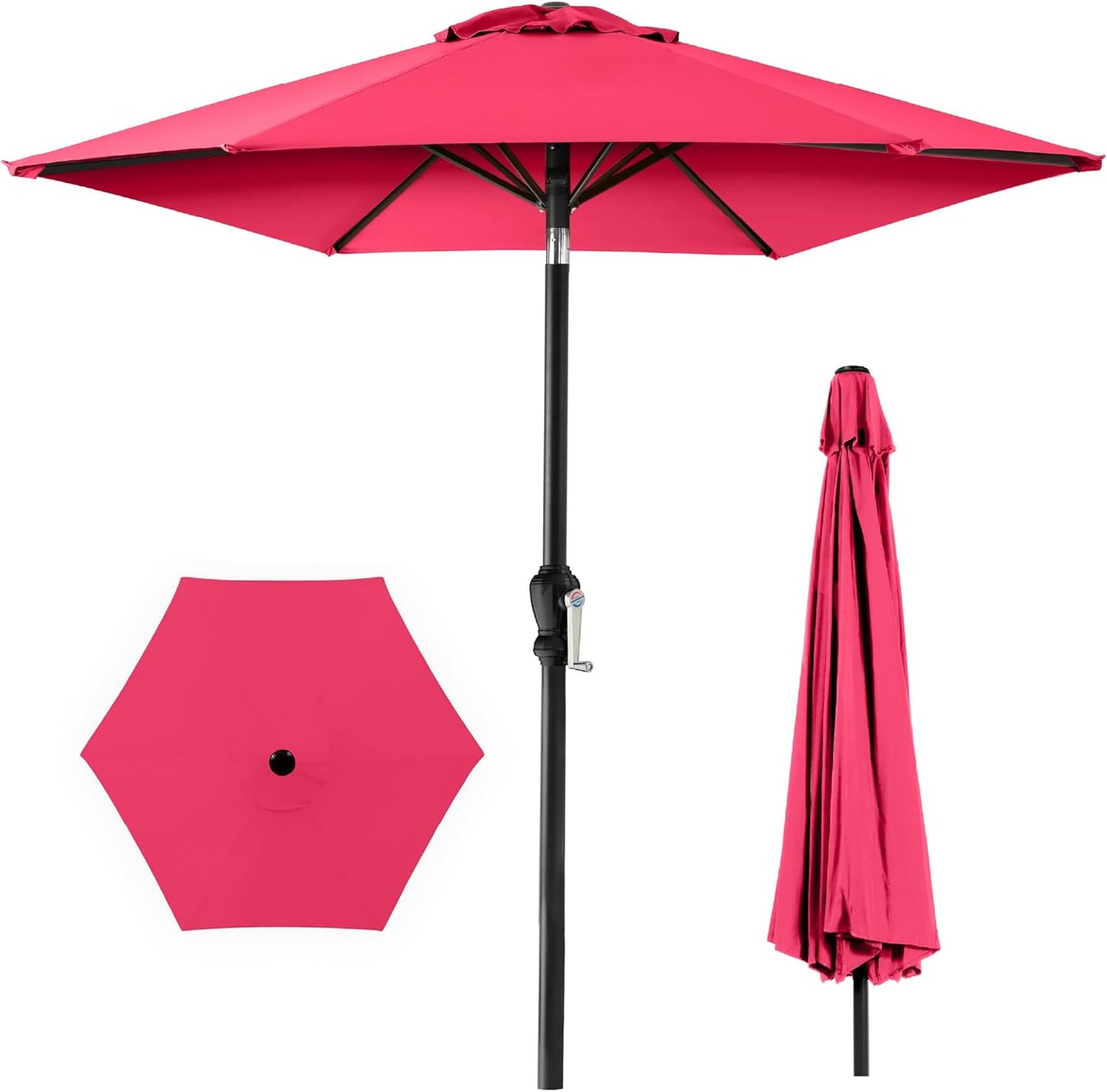 Best Choice Products 10ft Outdoor Steel Polyester Market Patio Umbrella w/Crank, Easy Push Button, Tilt, Table Compatible - Navy Blue