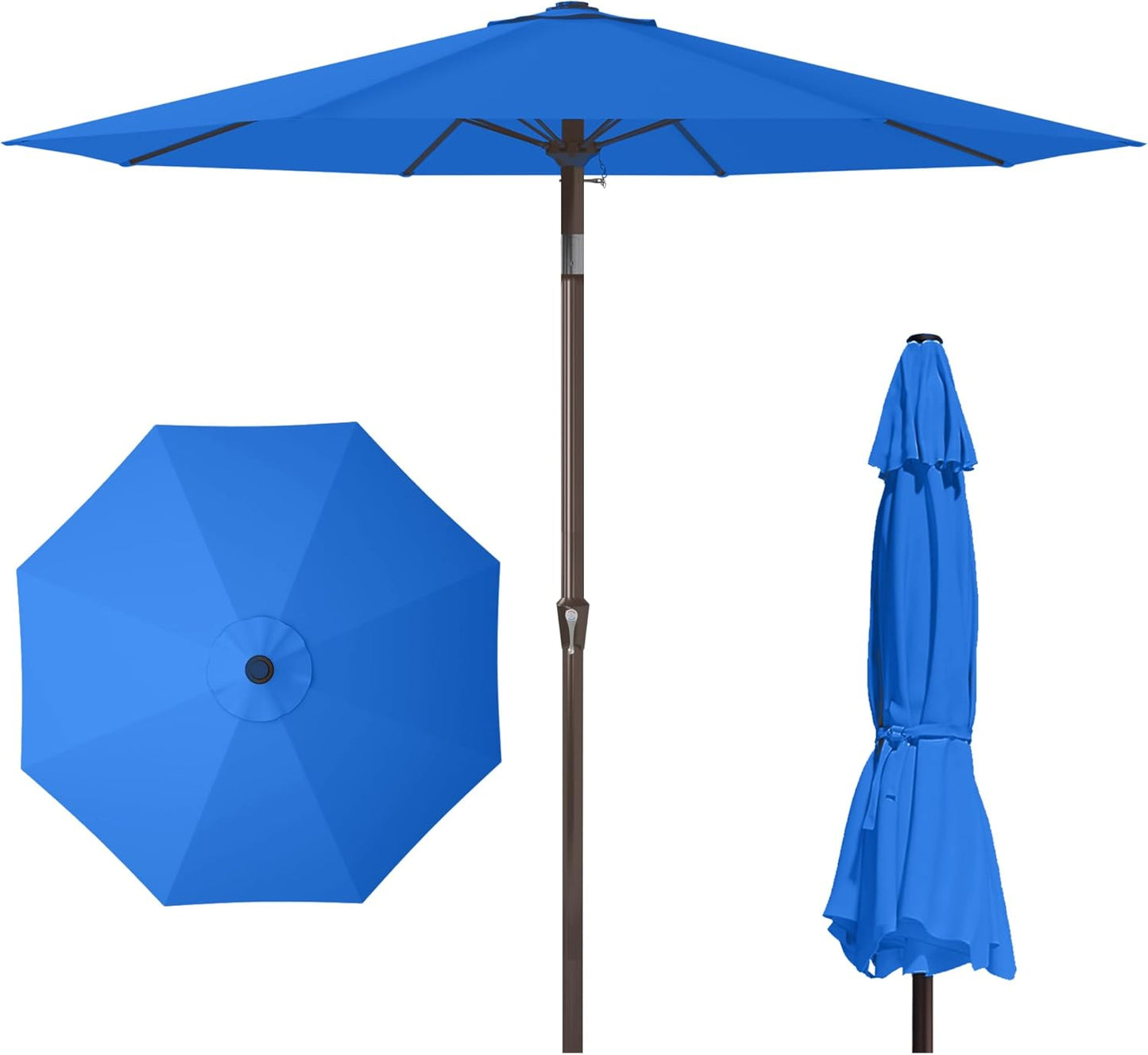PatioKingdom 10FT Patio Umbrella with Push Button Tilt and Crank, Outdoor Market Umbrella with 8 Fiberglass Ribs, UV Protection Table Umbrella for Pool,Backyard,Garden,Deck(Navy, 10FT)