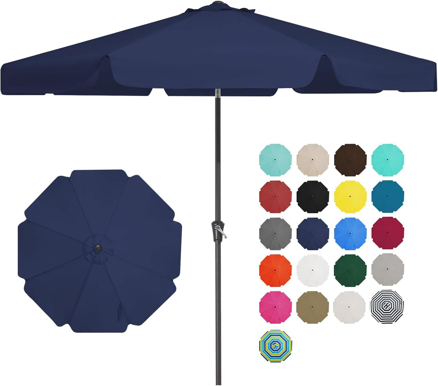 JEAREY 12' Patio Umbrellas Outdoor Table Market Umbrella w/Crank, 8 Sturdy Ribs, UV Protection Waterproof Sunproof(Brown)