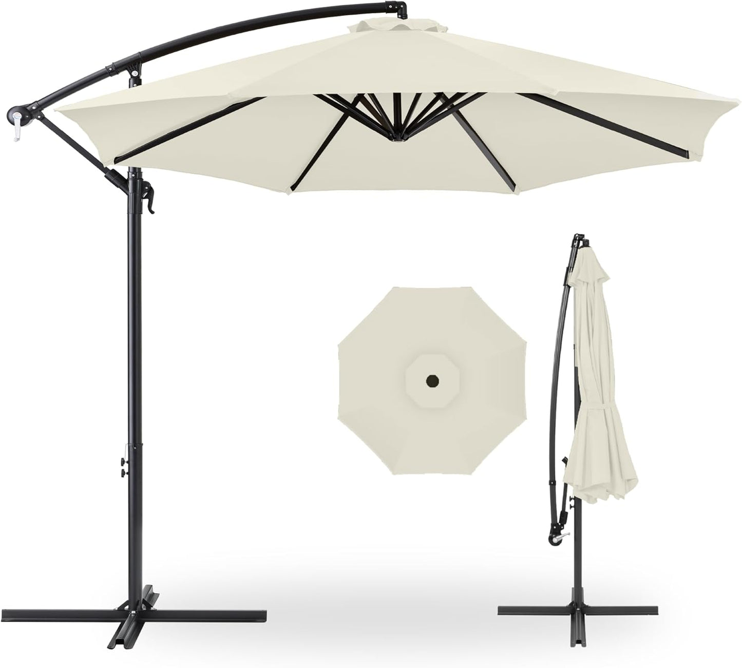 Best Choice Products 10ft Offset Hanging Market Patio Umbrella w/Easy Tilt Adjustment, Polyester Shade, 8 Ribs for Backyard, Poolside, Lawn and Garden