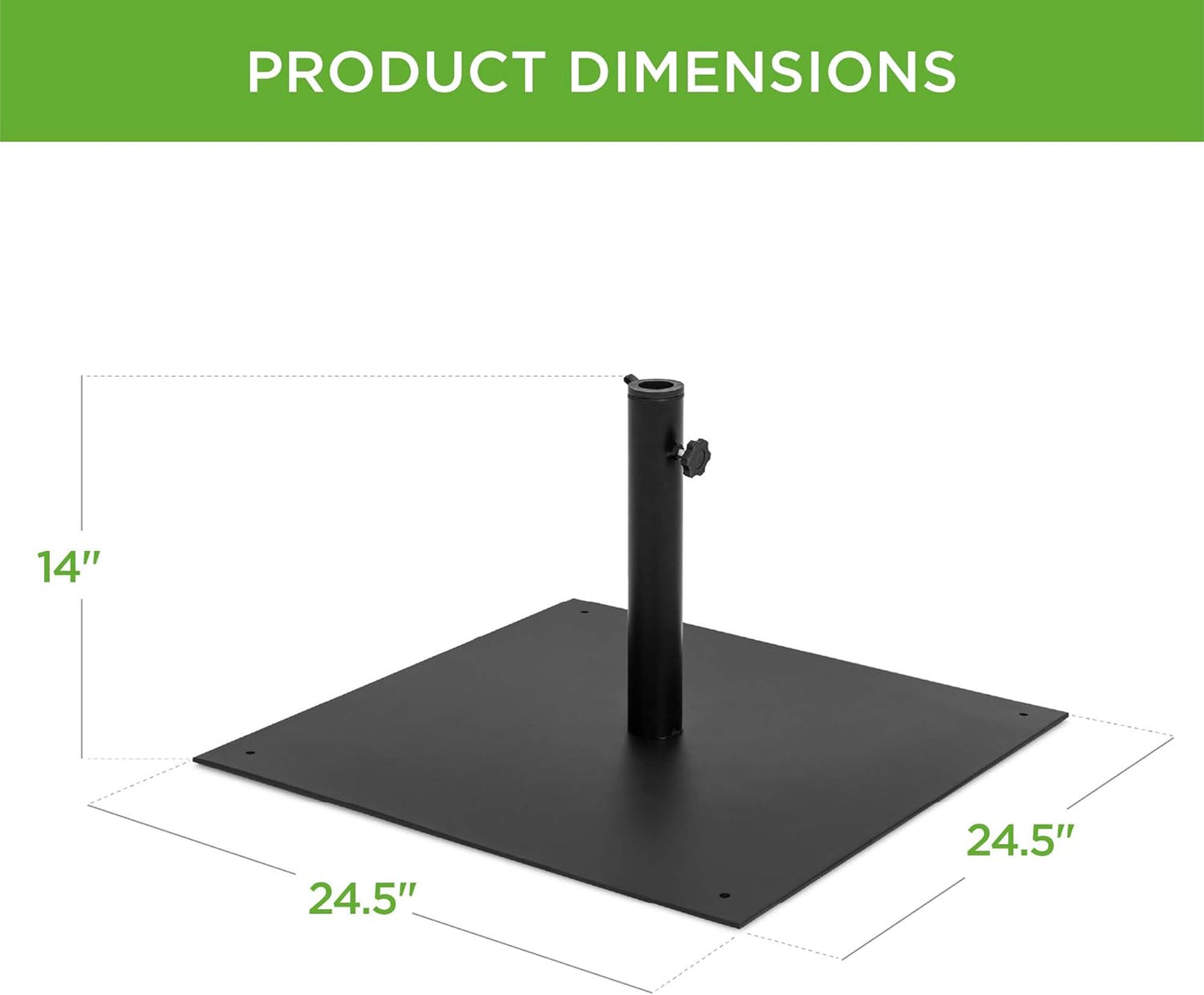Best Choice Products 38.5lb Steel Umbrella Base, Square Weighted Patio Stand for Outdoor, Backyard, Market Umbrellas, Sun Shade w/Tightening Knob and Anchor Holes - Black