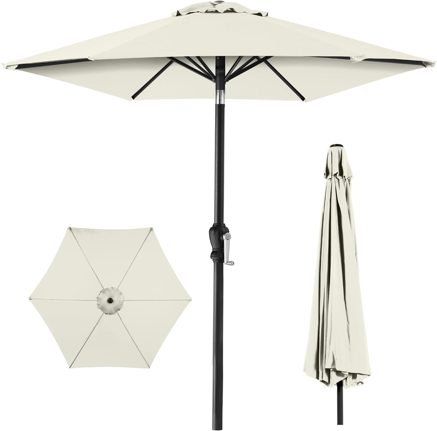 Best Choice Products 10ft Outdoor Steel Polyester Market Patio Umbrella w/Crank, Easy Push Button, Tilt, Table Compatible - Navy Blue